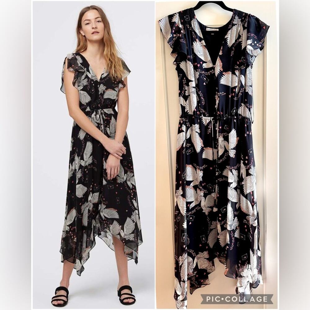 Rebecca Minkoff Love Bird Midi Dress – Black White Pink – Size 10